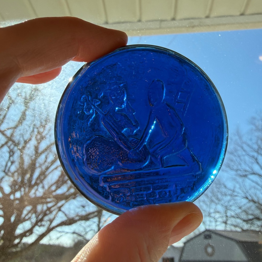Blenko Cobalt Pressed Glass Paperweight - Death of Laocoon, Greek Mythology RARE